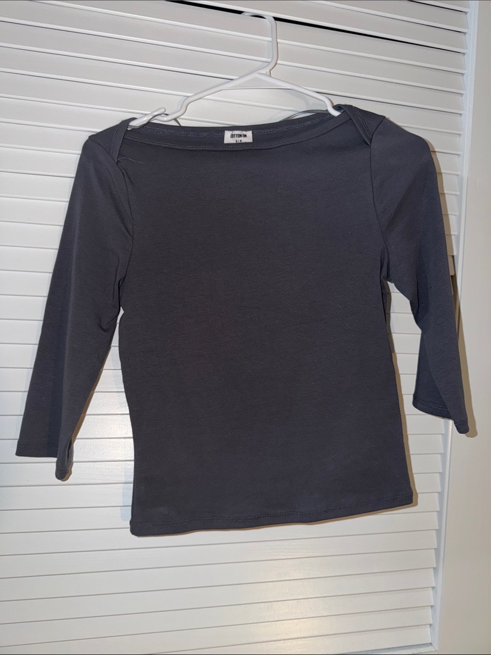 Cotton On Gray Boatneck 3/4 Sleeve Top - Charcoal Gray